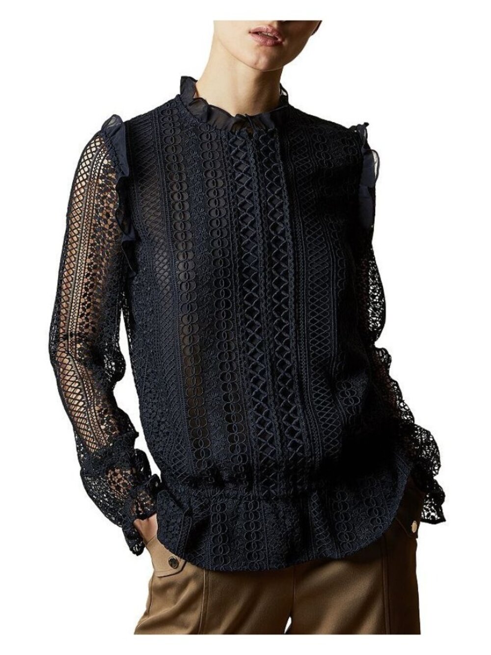Ted Baker Blue Blouse Top 4 Small Crochet